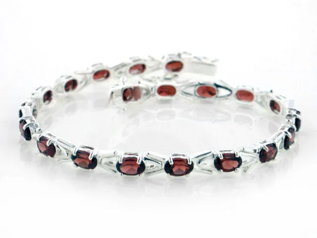 10cttw Sterling Silver Deep Red Garnet Tennis Bracelet - 7"