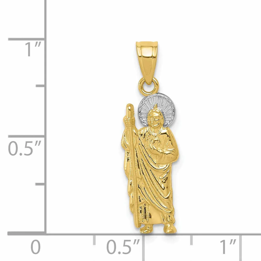 10k Two Tone Gold Polished Saint Jude Pendant