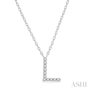 1/20 ctw Initial 'L' Round Cut Diamond Pendant With Chain in 14K White Gold