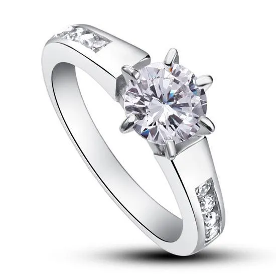 1.25 Carat Round Cut Created Zirconia 925 Sterling Silver Wedding Engagement Ring MJXFR8013
