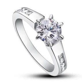 1.25 Carat Round Cut Created Zirconia 925 Sterling Silver Wedding Engagement Ring MJXFR8013