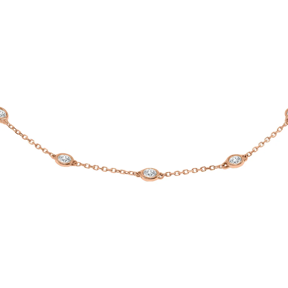 1/4 Carat TW Bezel Set Genuine Diamond Station Bracelet in 14K Rose Gold