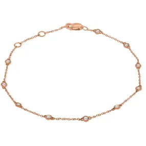 1/4 Carat TW Bezel Set Genuine Diamond Station Bracelet in 14K Rose Gold