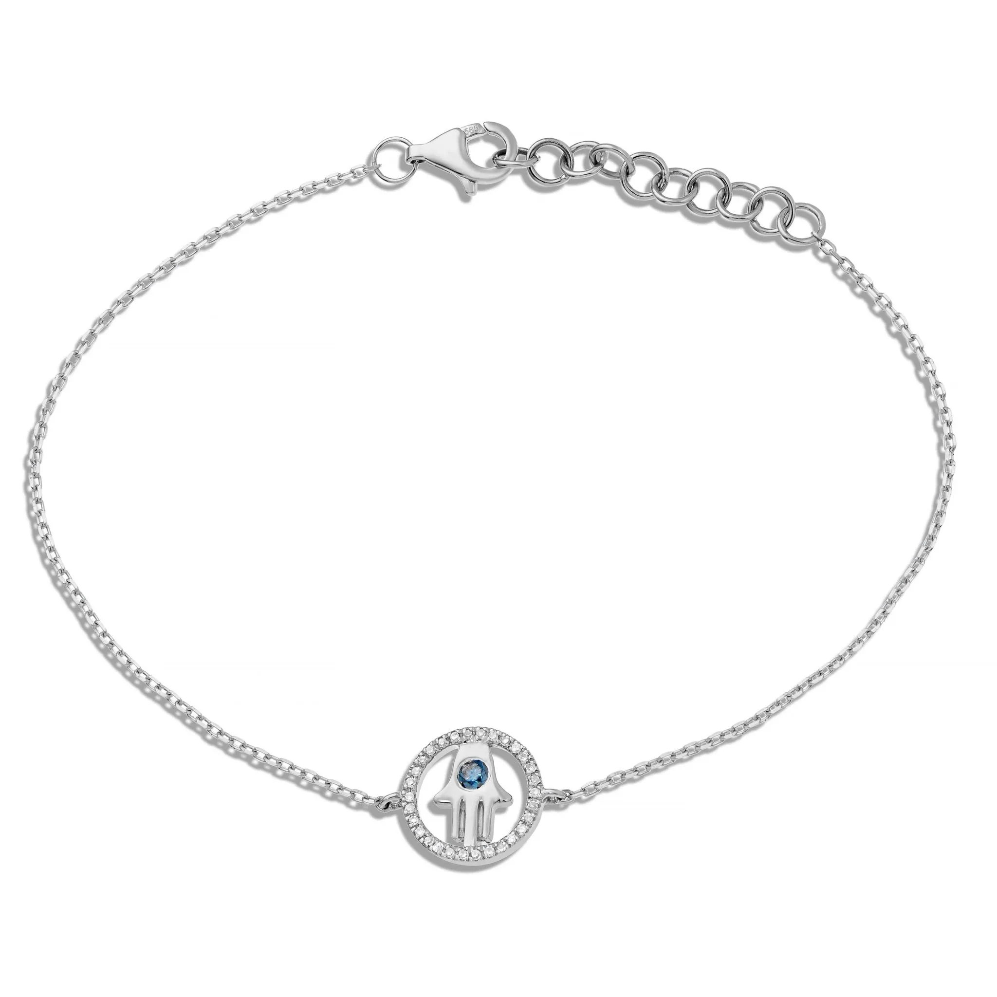 14K Gold 0.12ct Diamond Hamsa Charm Bracelet