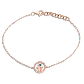 14K Gold 0.12ct Diamond Hamsa Charm Bracelet