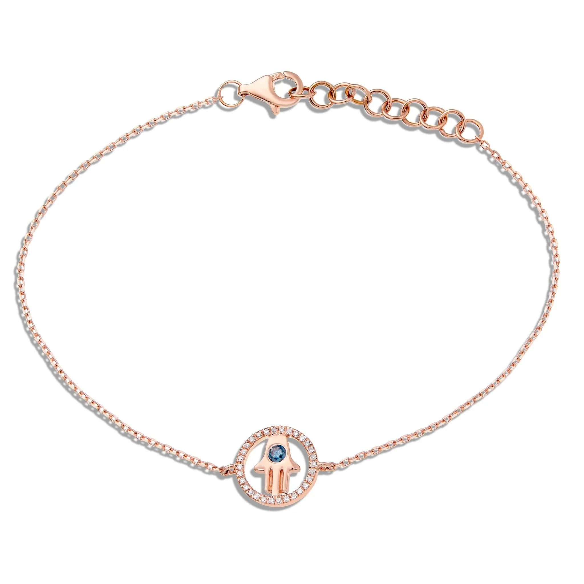 14K Gold 0.12ct Diamond Hamsa Charm Bracelet