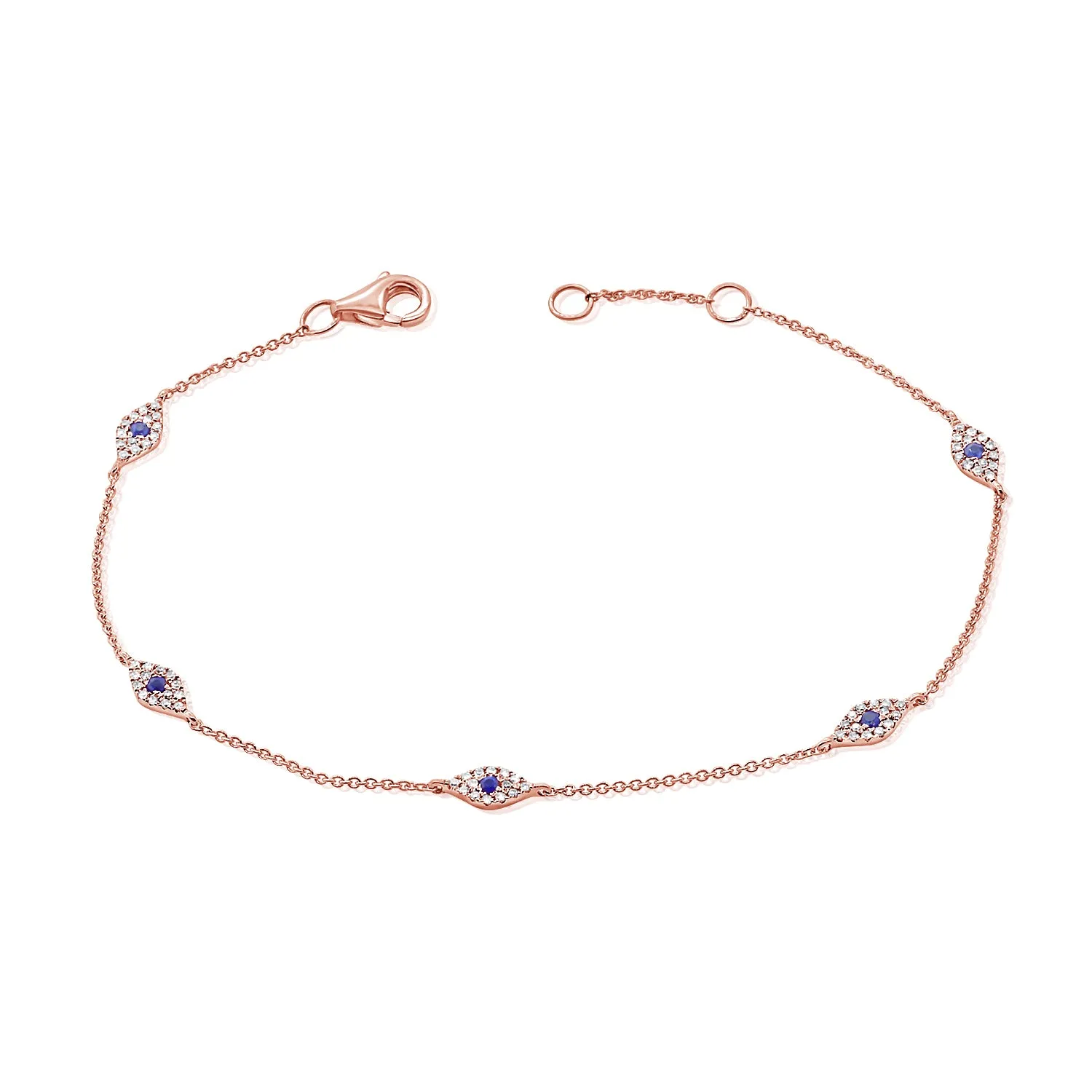 14k Gold & Diamond Evil Eye Bracelet - 0.26ct