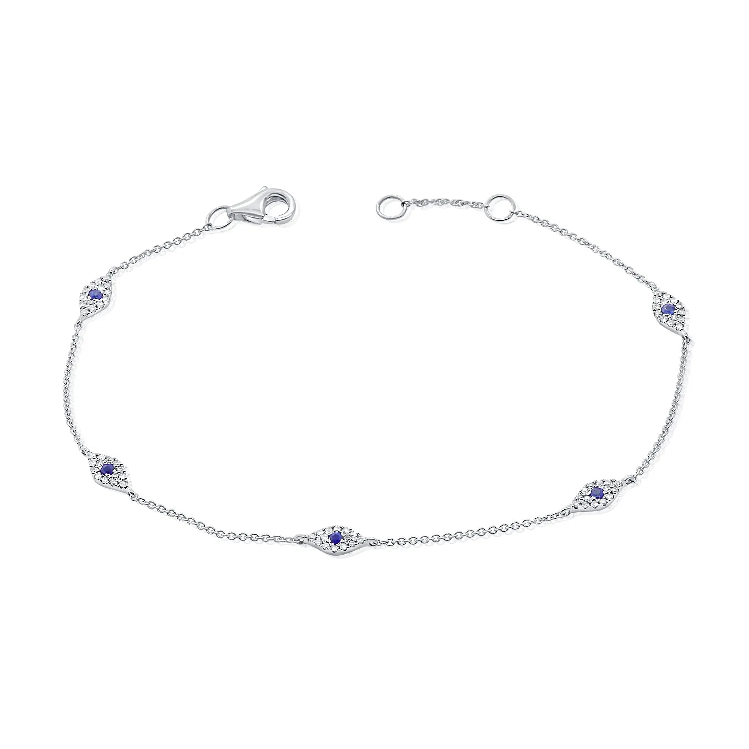 14k Gold & Diamond Evil Eye Bracelet - 0.26ct