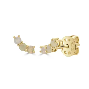 14K Gold & Opal Stud Earrings - 0.24ct