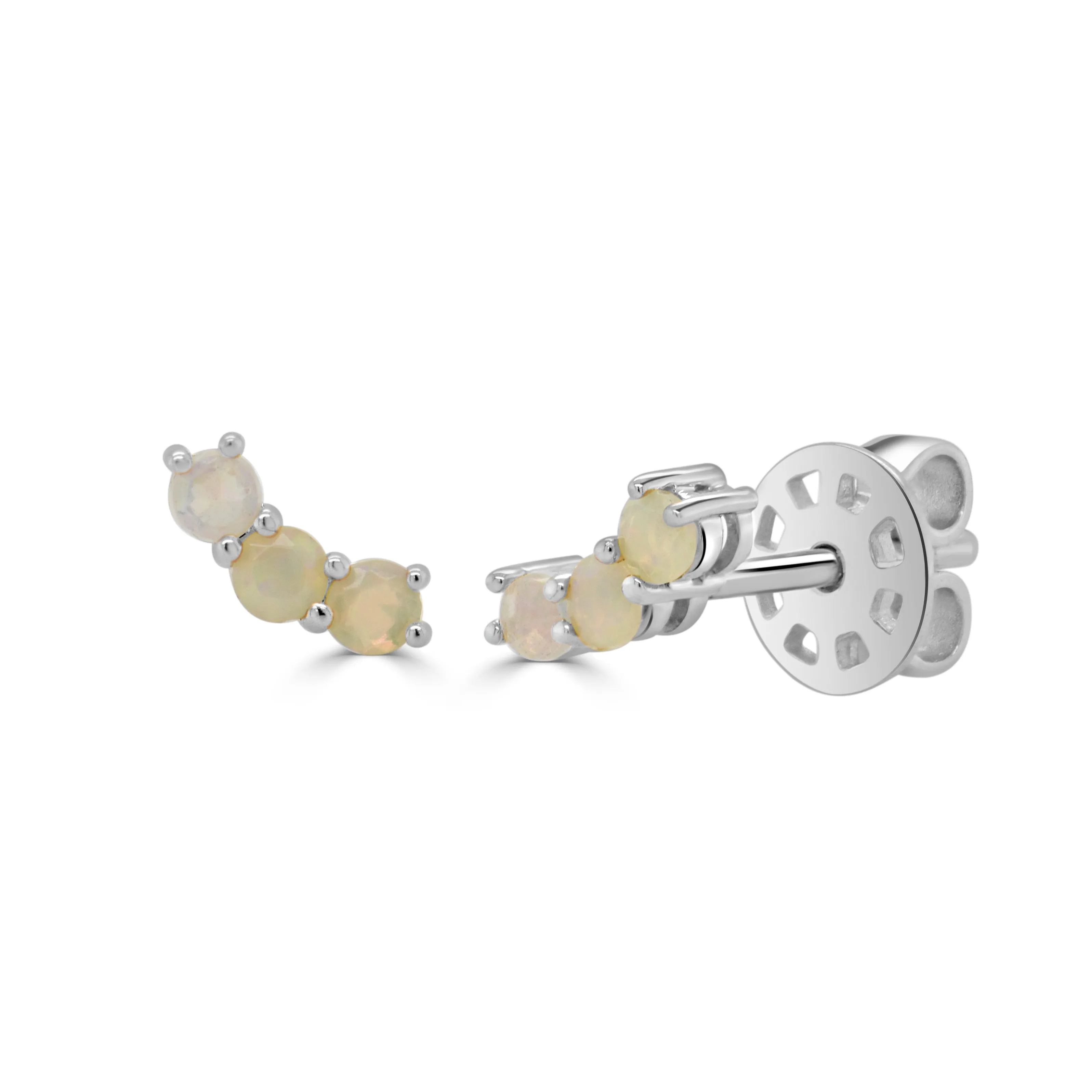 14K Gold & Opal Stud Earrings - 0.24ct