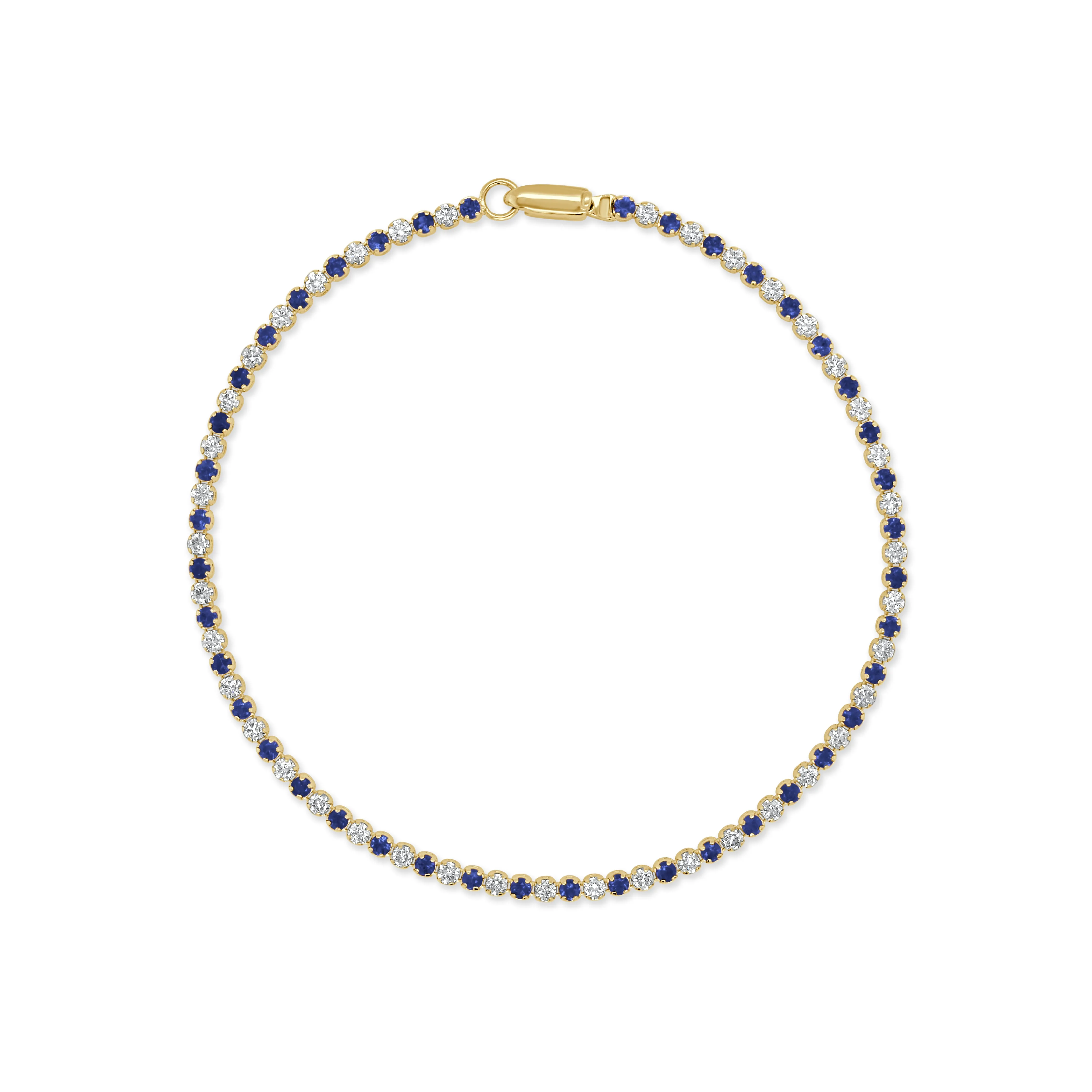14K Gold Sapphire & Diamond Alternating Tennis Bracelet