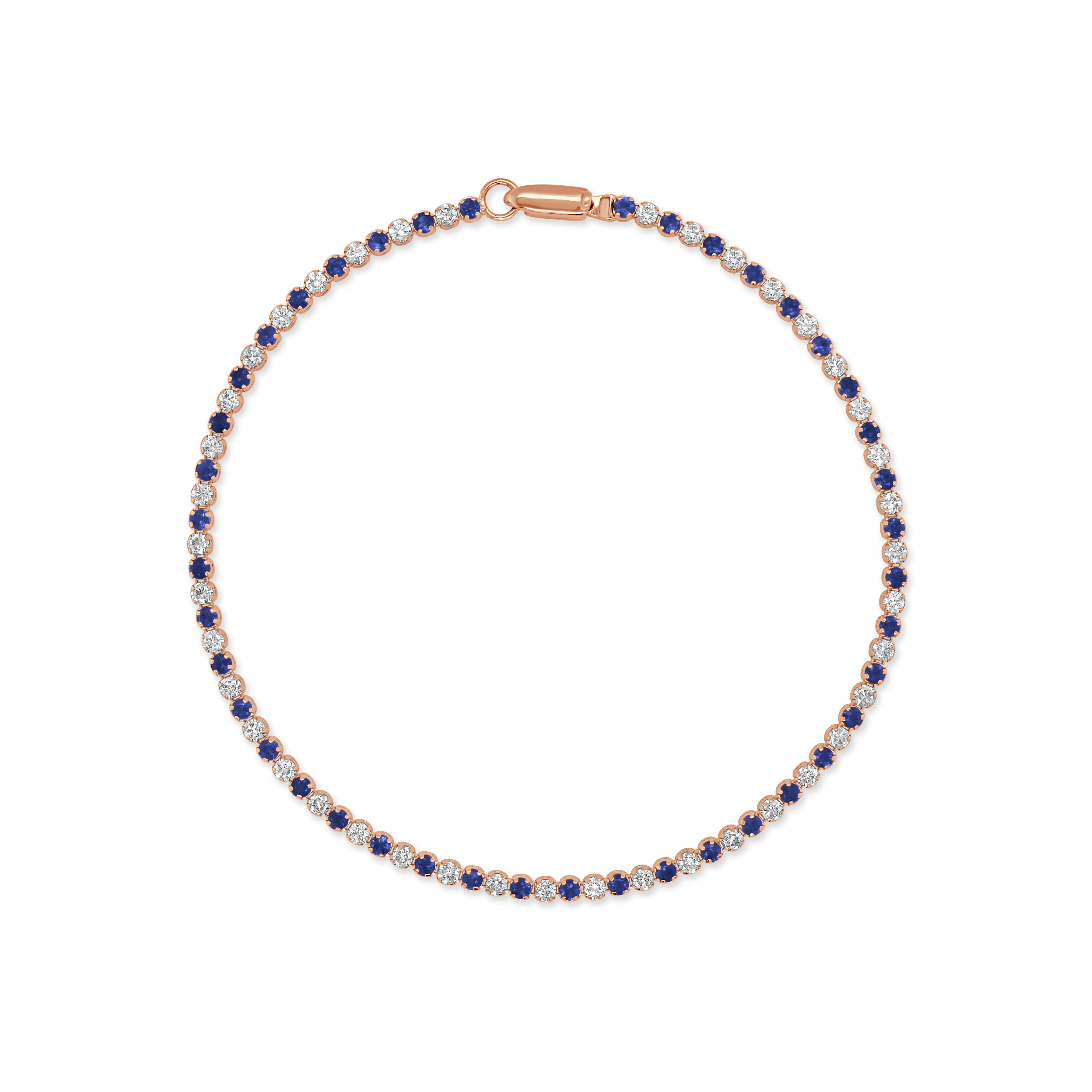 14K Gold Sapphire & Diamond Alternating Tennis Bracelet