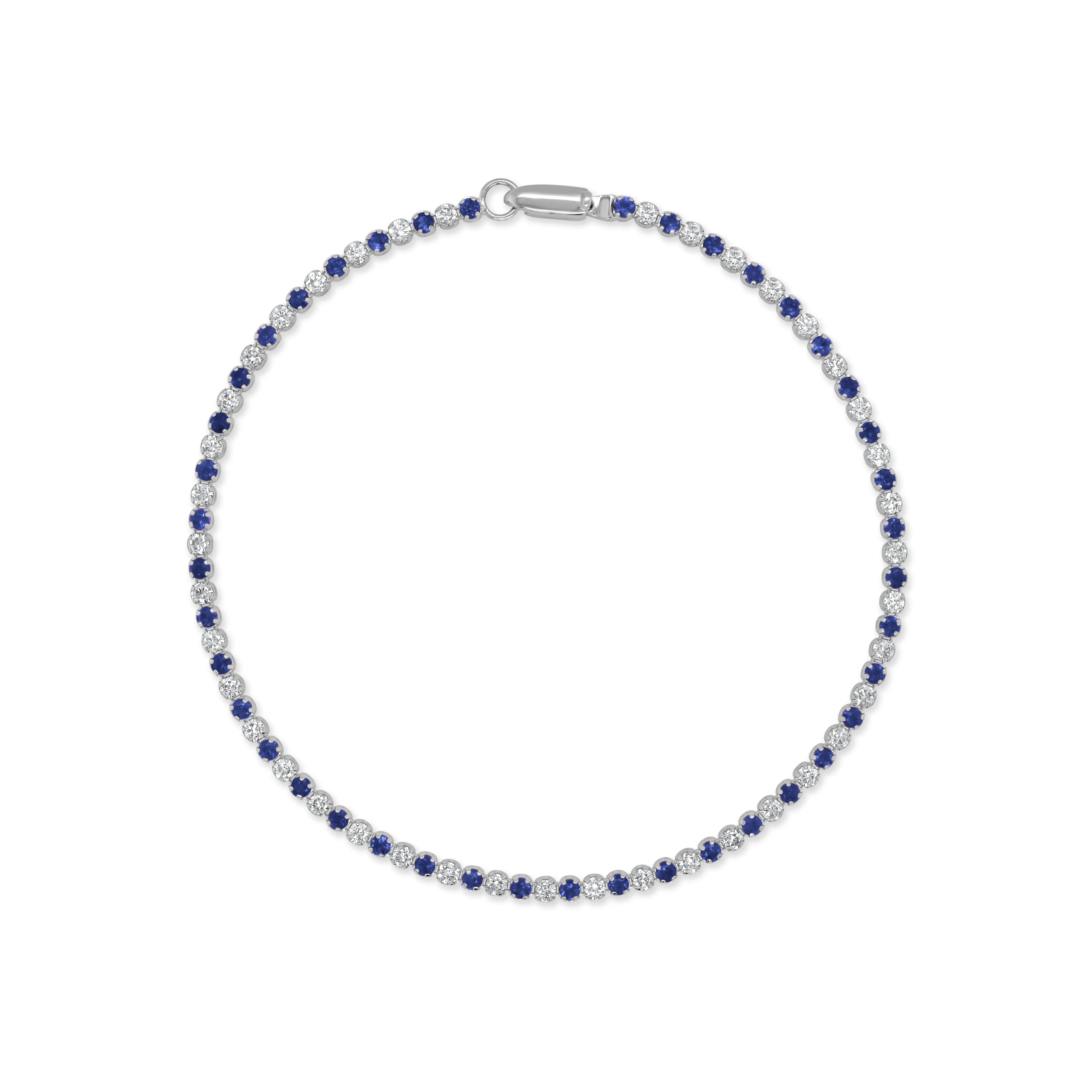 14K Gold Sapphire & Diamond Alternating Tennis Bracelet