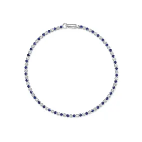 14K Gold Sapphire & Diamond Alternating Tennis Bracelet
