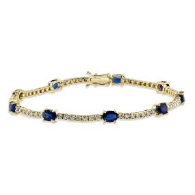 14K Gold Sapphire & Diamond Bracelet