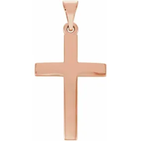 14K Rose 20x13.7 mm Cross Pendant