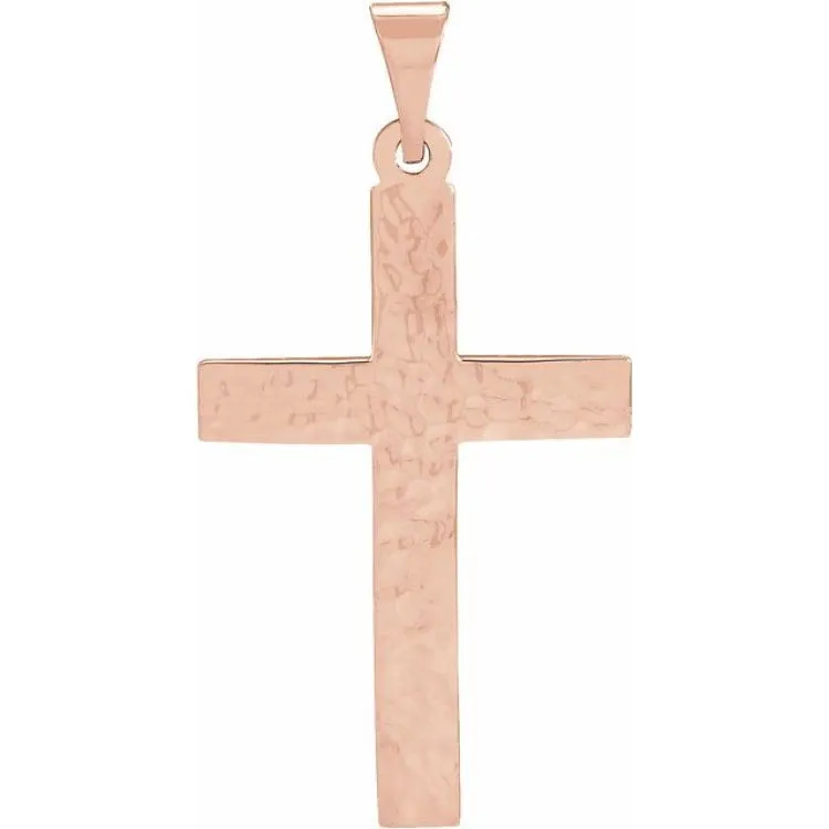 14K Rose 20x13.7 mm Cross Pendant
