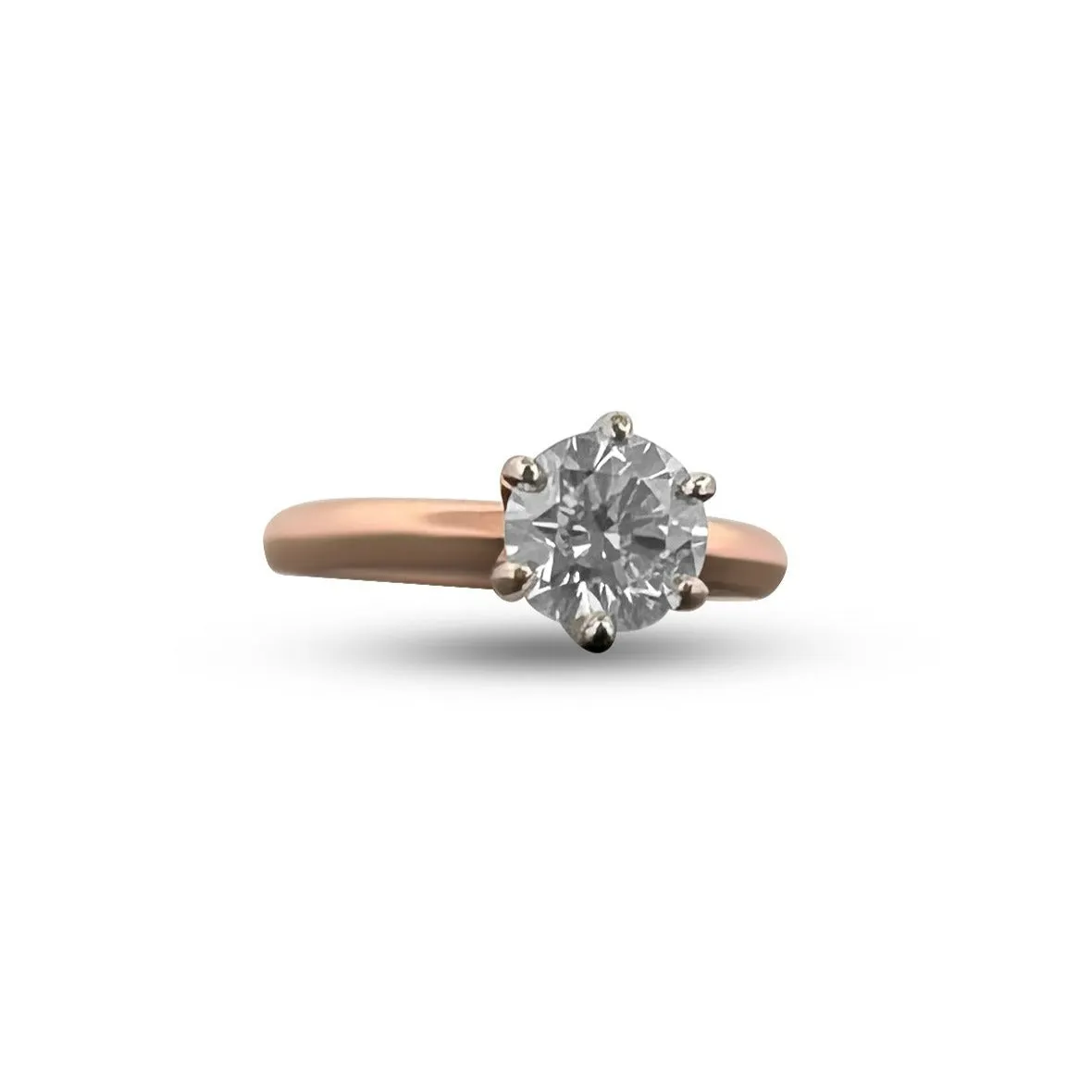 14K Rose Gold 1.08cts Round Brilliant Diamond Solitaire Engagement Ring