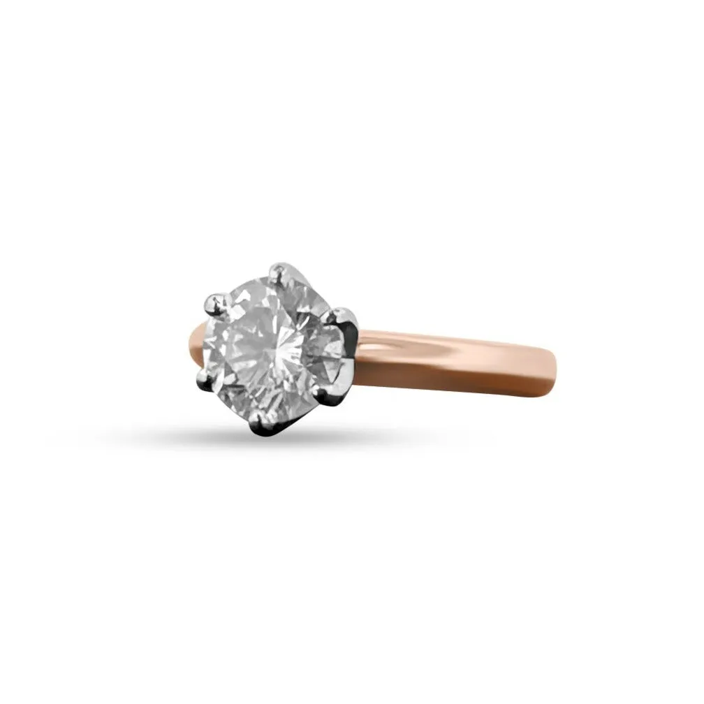 14K Rose Gold 1.08cts Round Brilliant Diamond Solitaire Engagement Ring
