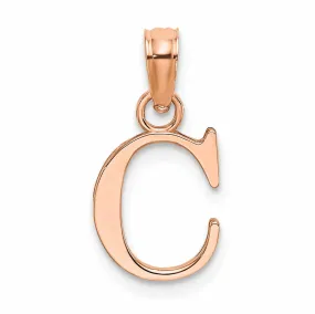 14K Rose Gold Block Design Small Letter C  Initial Charm Pendant