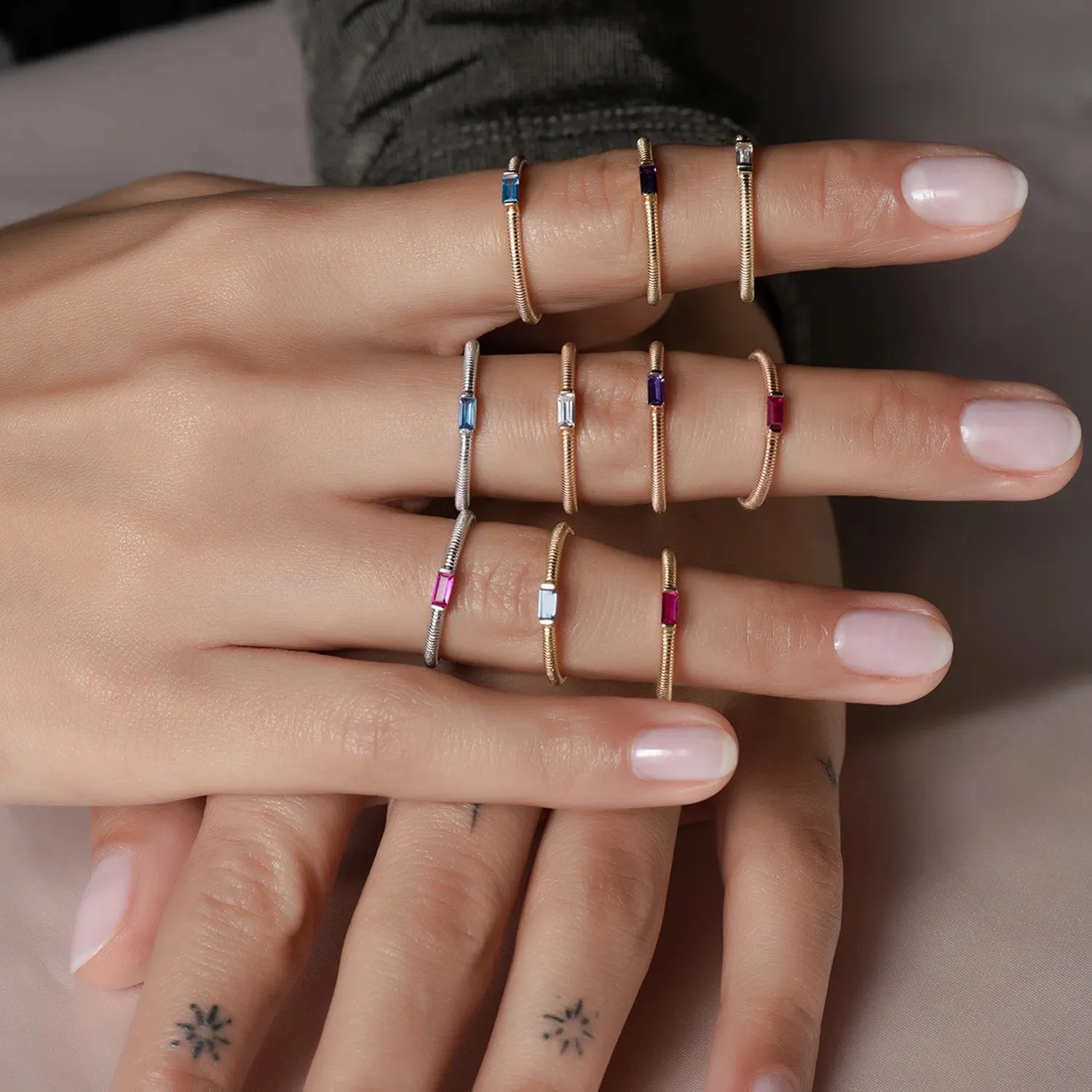 14K Solid Gold Birthstone Gold Ring