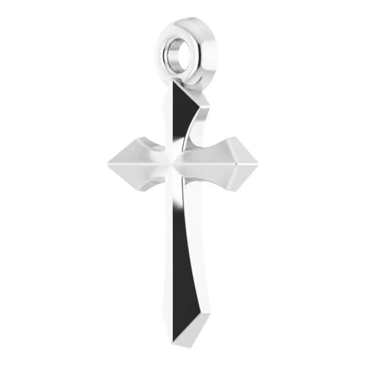 14K White 9x6.1 mm Cross Pendant