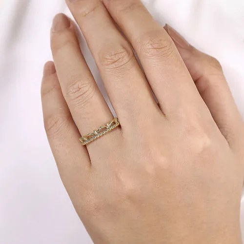 14K White Gold Bujukan Bead Crown Ring
