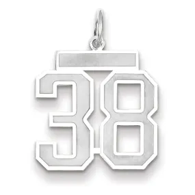 14k White Gold Satin Brush Finish Medium Size Number 38 Charm Pendant