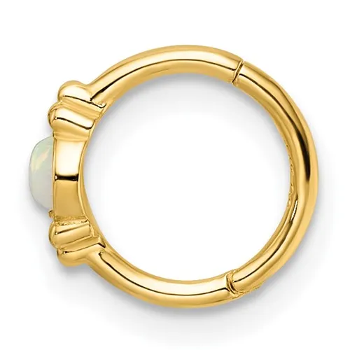 14k Yellow Gold Created Opal Cartilage Hoop Ring