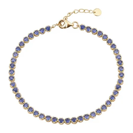 14k Yellow Gold Crown Prong Sapphire Tennis Bracelet