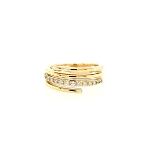 14k Yellow Gold Diamond Multi-Band Wraparound Ring (I5591)