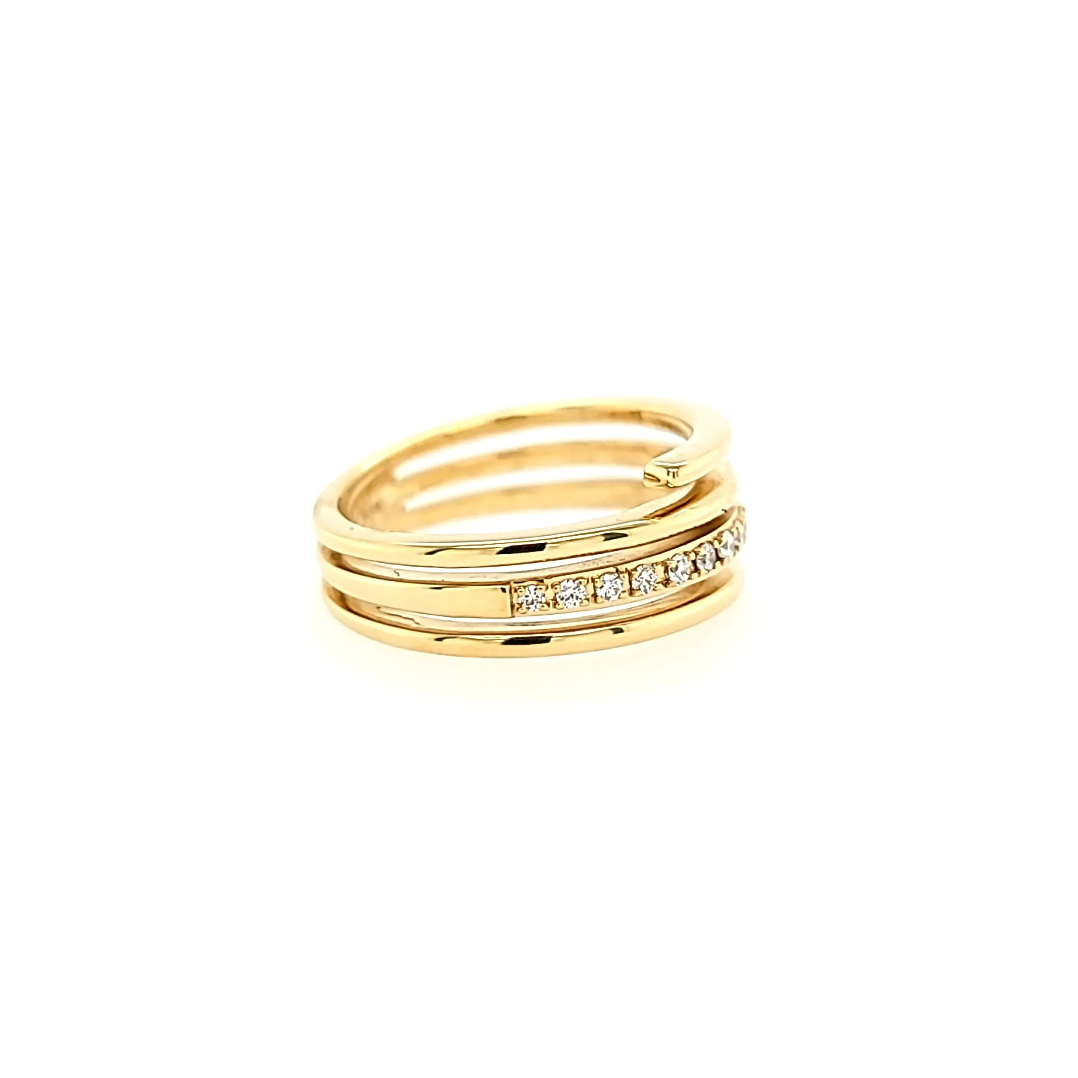 14k Yellow Gold Diamond Multi-Band Wraparound Ring (I5591)