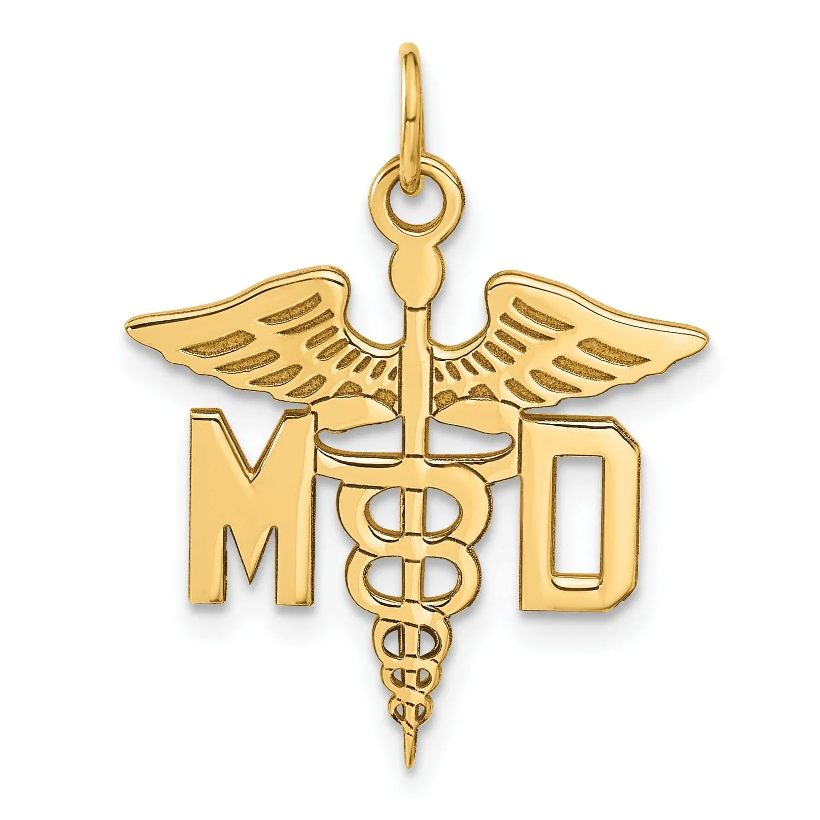 14k Yellow Gold Large M.D. Caduceus Pendant