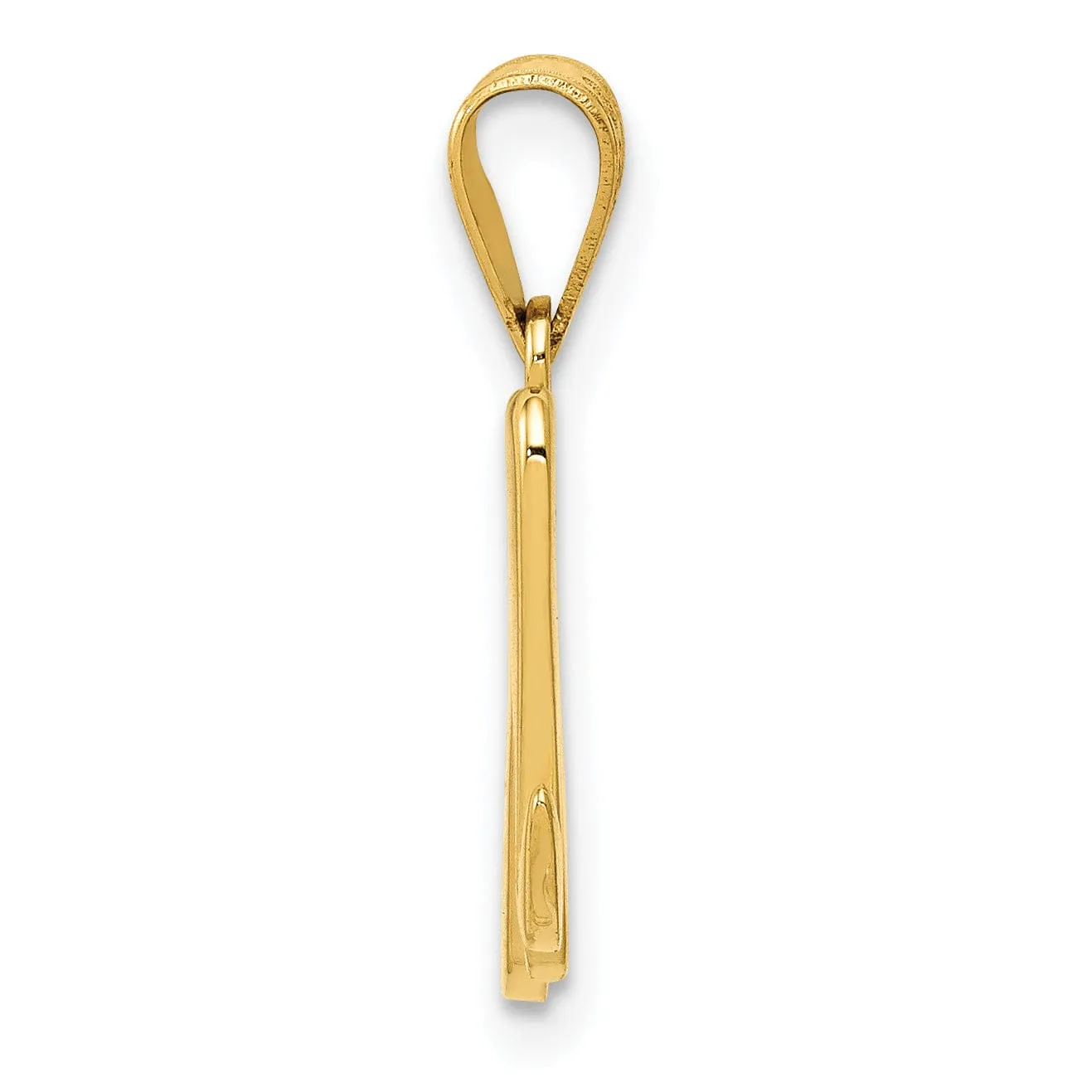 14K Yellow Gold Medium Size Script Design Letter M Initial Pendant