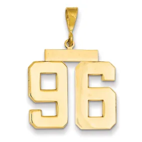 14k Yellow Gold Polished Finish Large Size Number 96 Charm Pendant
