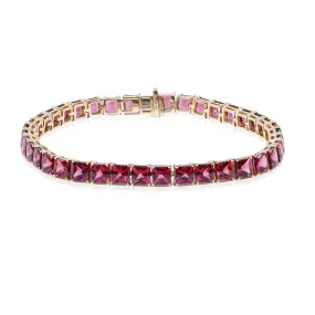 14K YELLOW GOLD RHODOLITE GARNET BRACELET