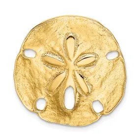14k Yellow Gold Solid Polished Sand Dollar Slide Pendant