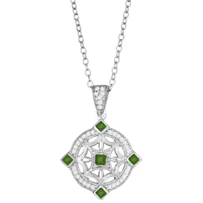 14KW D0.11CT, E0.16CT, 1.5MM EMERALD & DIAMOND PENDANT (121PB2939AED)