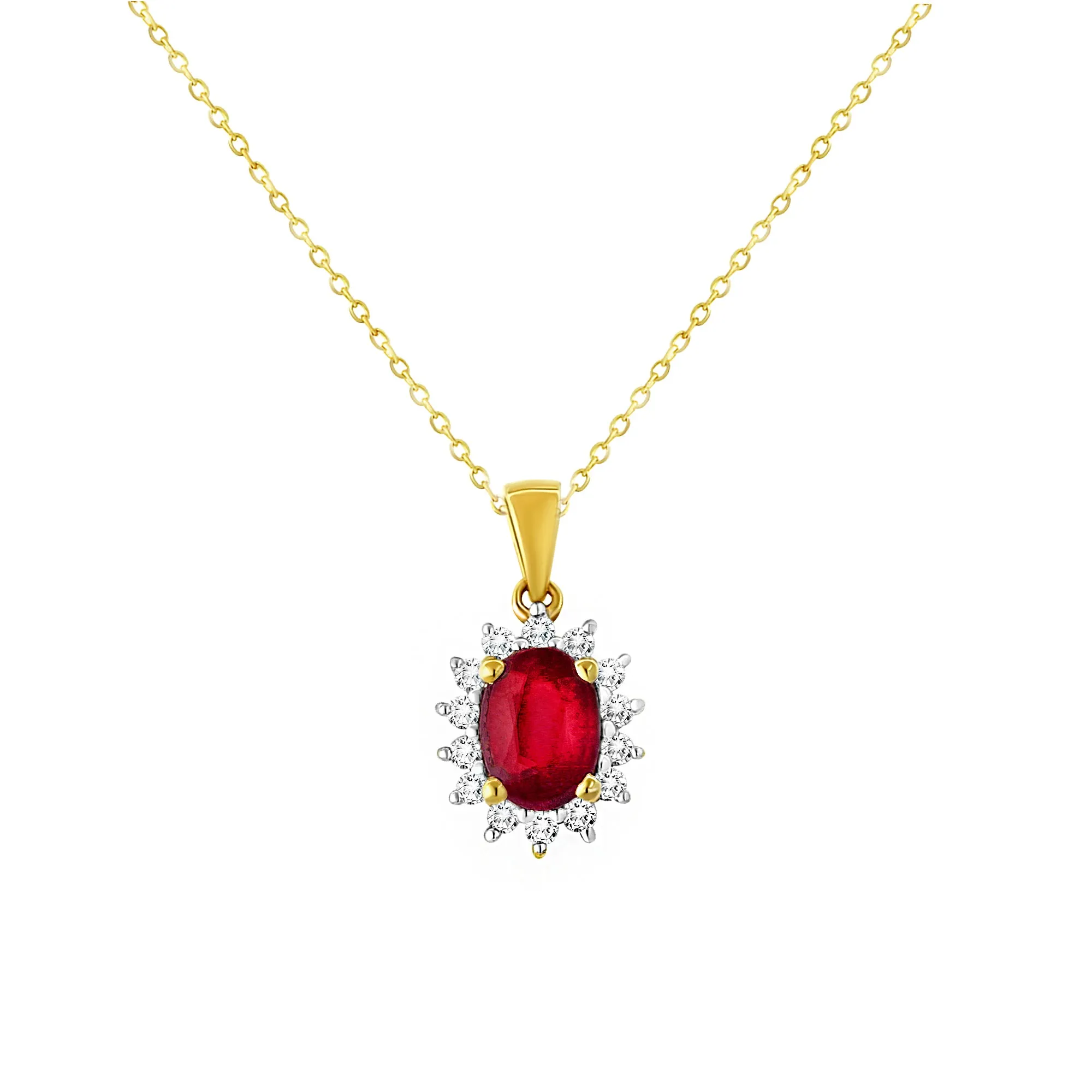 14KY 14DIA(F/C) 0.17CT ,1RU OVAL-7X5m (1.05) Diamond Pendant  (121PB530ARDY)