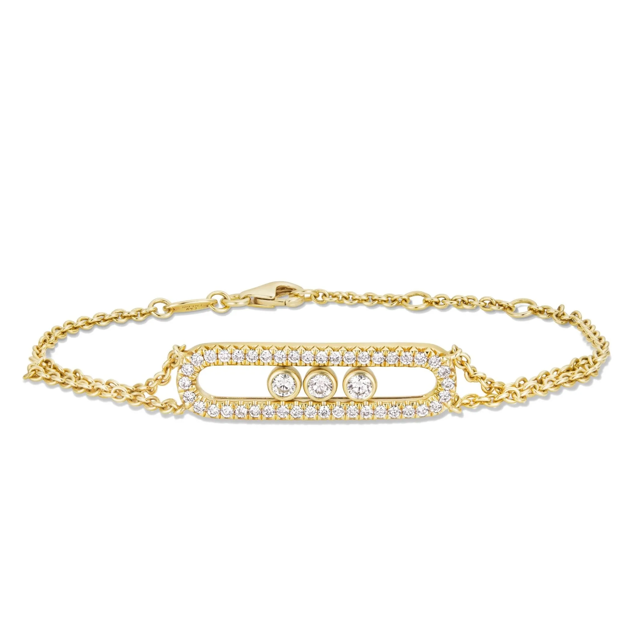 18K Gold 0.65ct Floating Diamond Pendant Bracelet