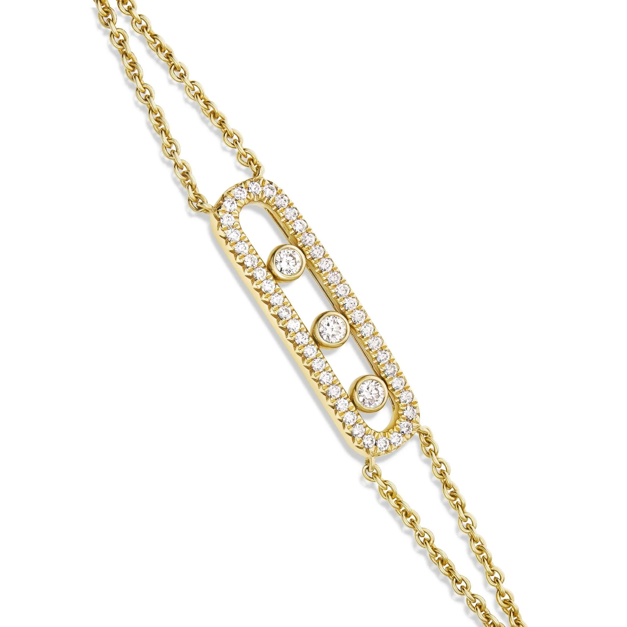 18K Gold 0.65ct Floating Diamond Pendant Bracelet