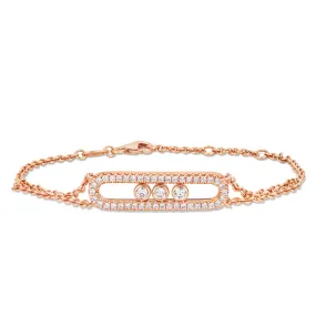 18K Gold 0.65ct Floating Diamond Pendant Bracelet