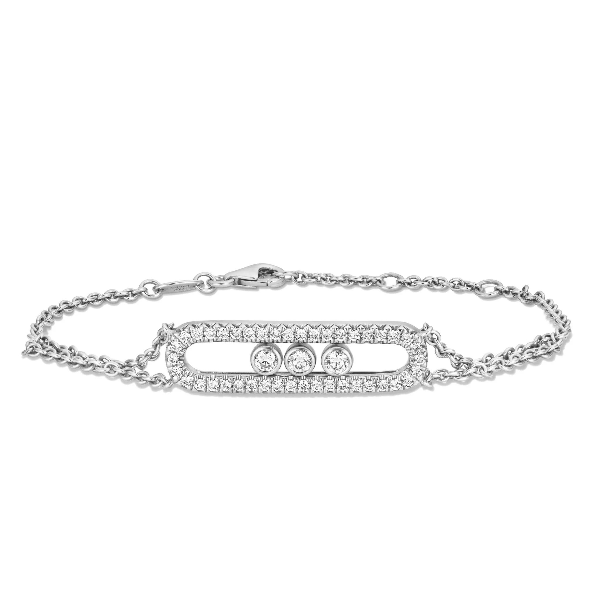 18K Gold 0.65ct Floating Diamond Pendant Bracelet