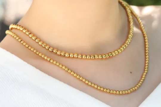 18K Gold-Filled Bead Necklace