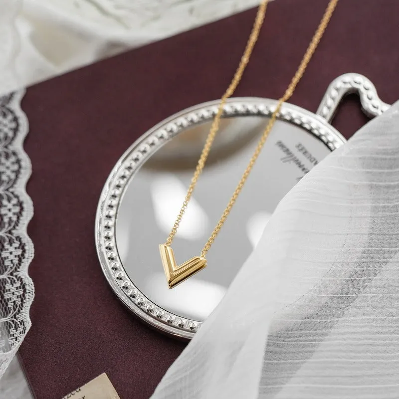 18k Gold Plated V Letter Necklace