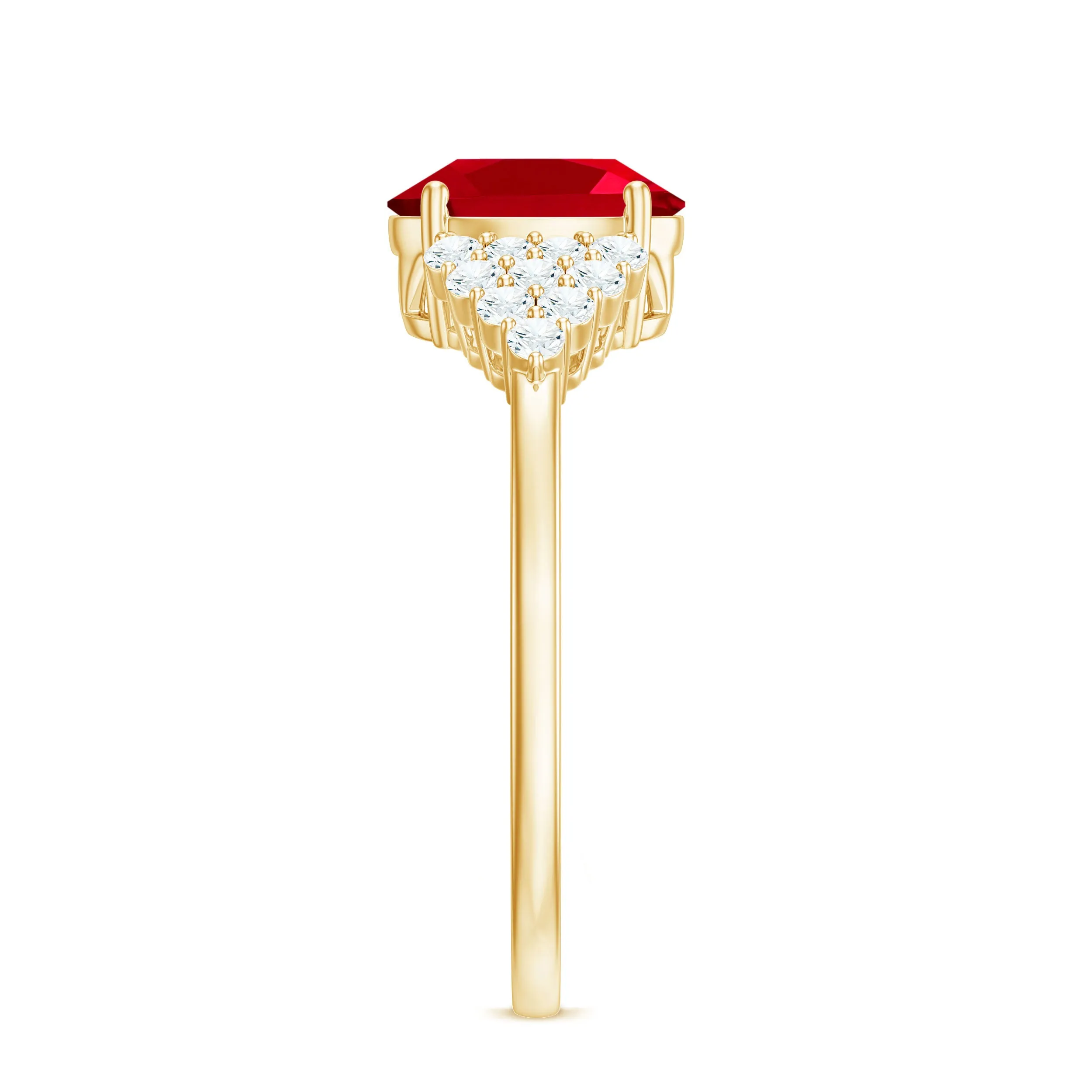 2 CT Oval Lab-Created Ruby Solitaire Ring with Diamond Accent