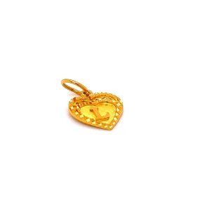 22K YG L Initial Heart Pendant-1pc