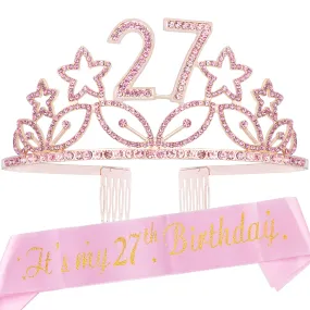 27th Birthday, 27th Birthday Decorations for Women, 27th Birthday Crown, 27th Birthday