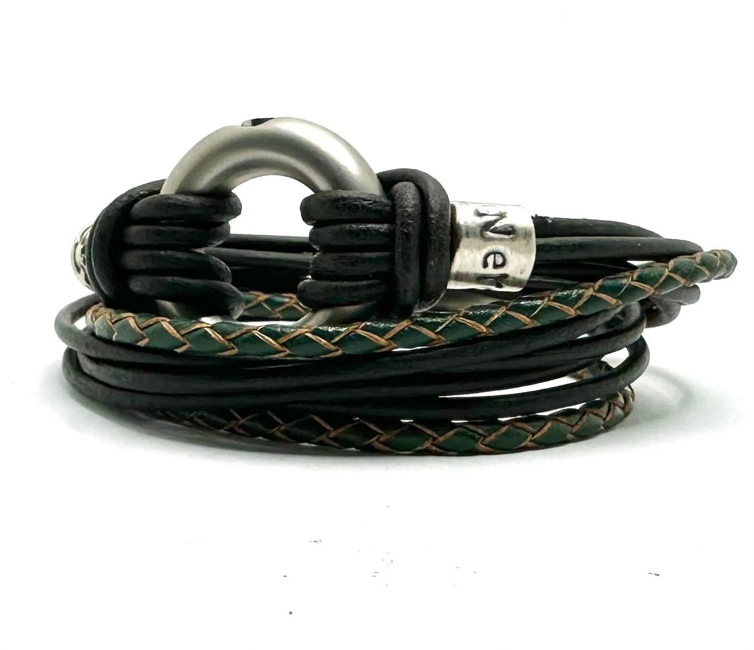 4 Cord Double Wrap Leather Cremation Bracelet