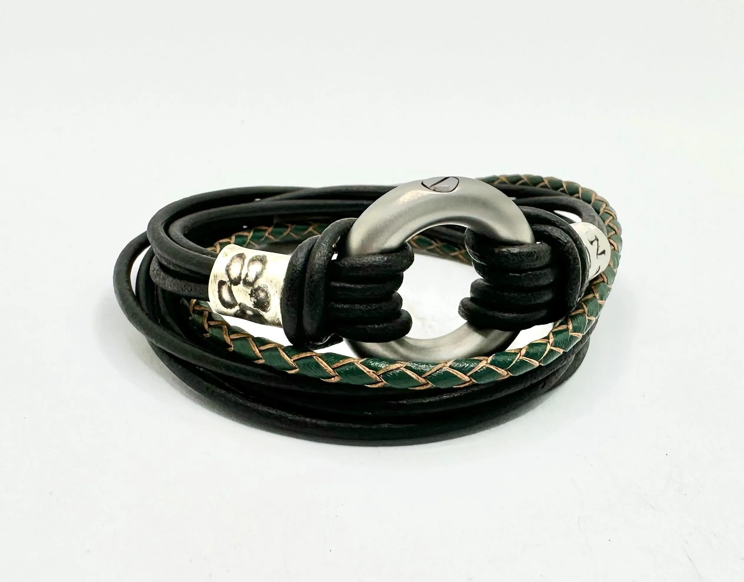 4 Cord Double Wrap Leather Cremation Bracelet